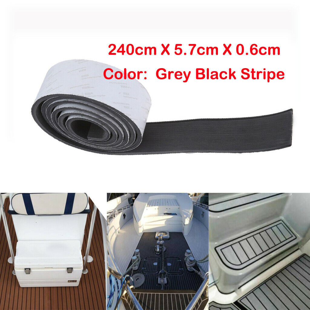 2X EVA Faux Teak Decking Sheet Marine Yacht Boat Tape Grey Black Stripe