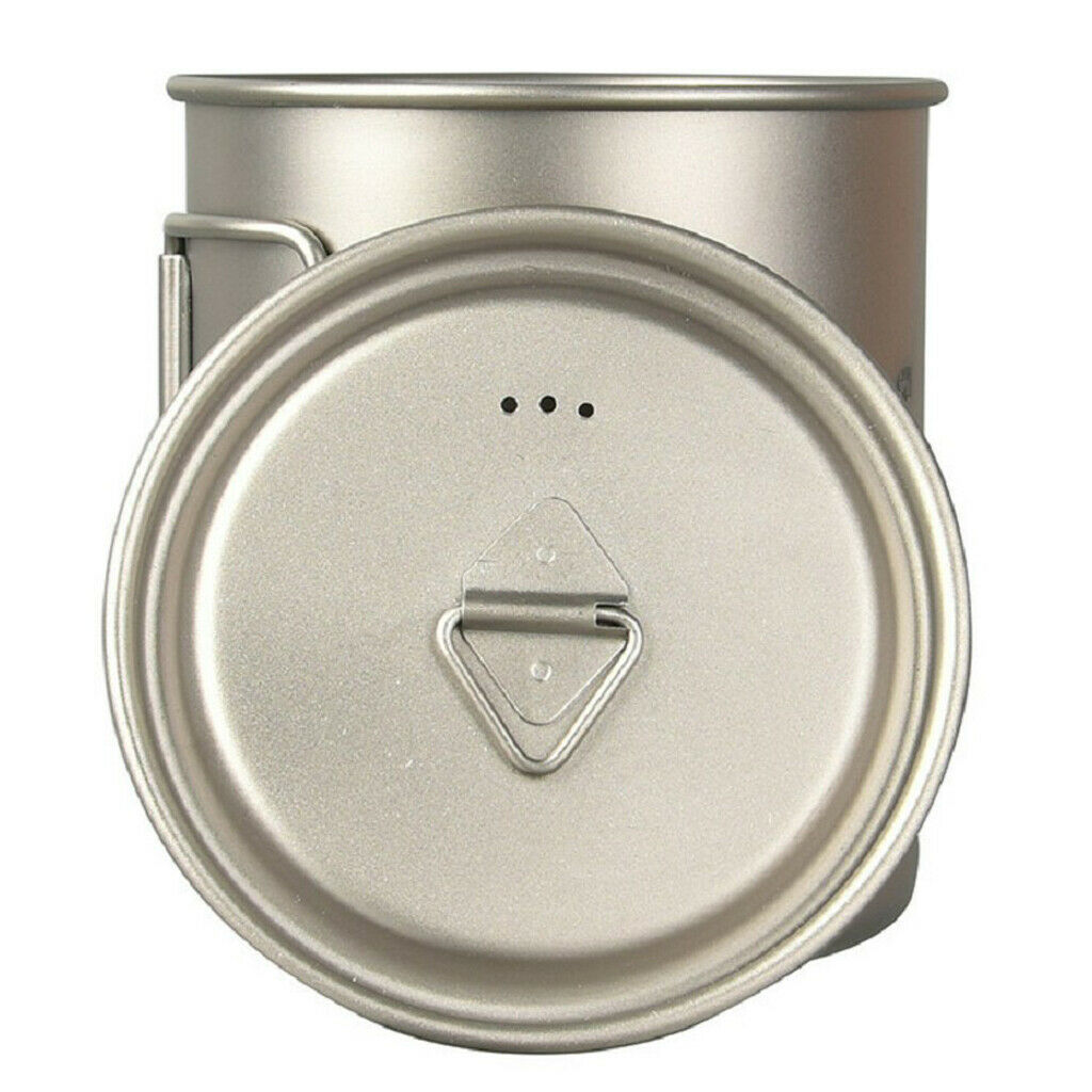 Titanium 750ml Pot, Ultralight Titanium Pot with Lid and Foldable Handle for