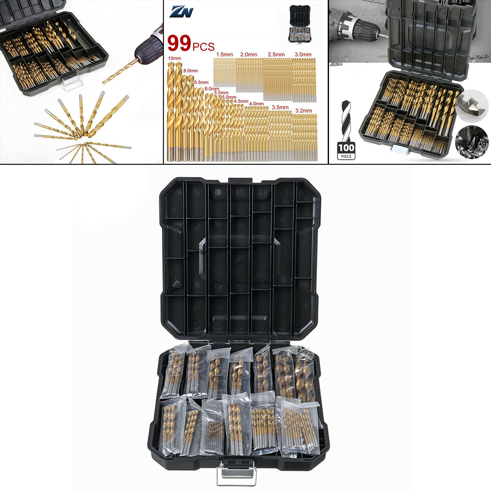 99pieces 1.5-10mm Twist Drill High Speed Steel Drill Bits Set Accessory