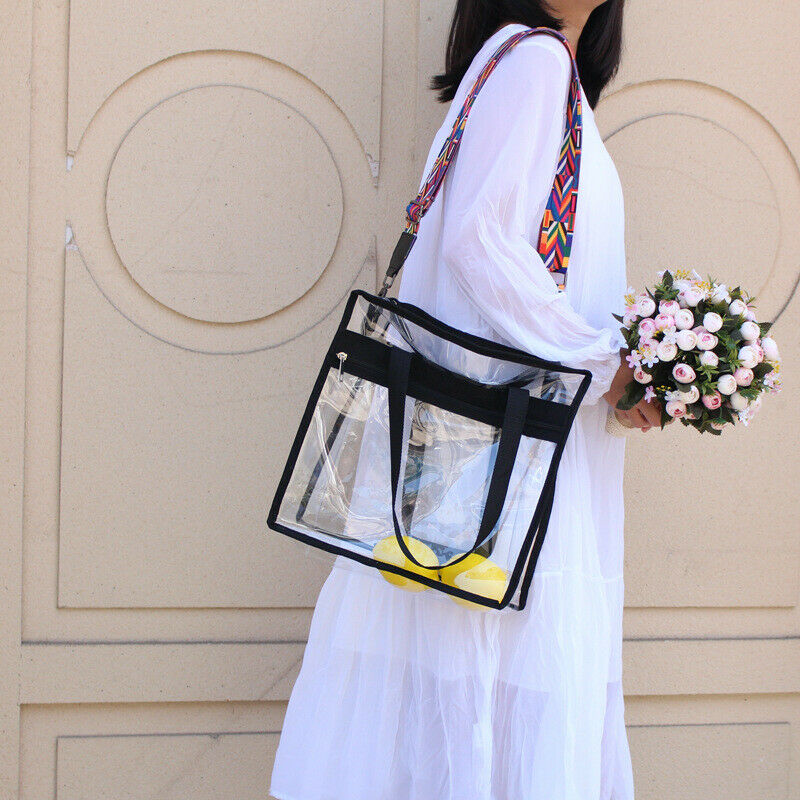 Lady Girl Clear Tote Bag BeachBag Storag Handbag Gym PVC Single Shoulder Fashion