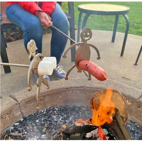 Reuseable Rack BBQ Campfire Stick Women Men Shaped Tool Campfire Skewer