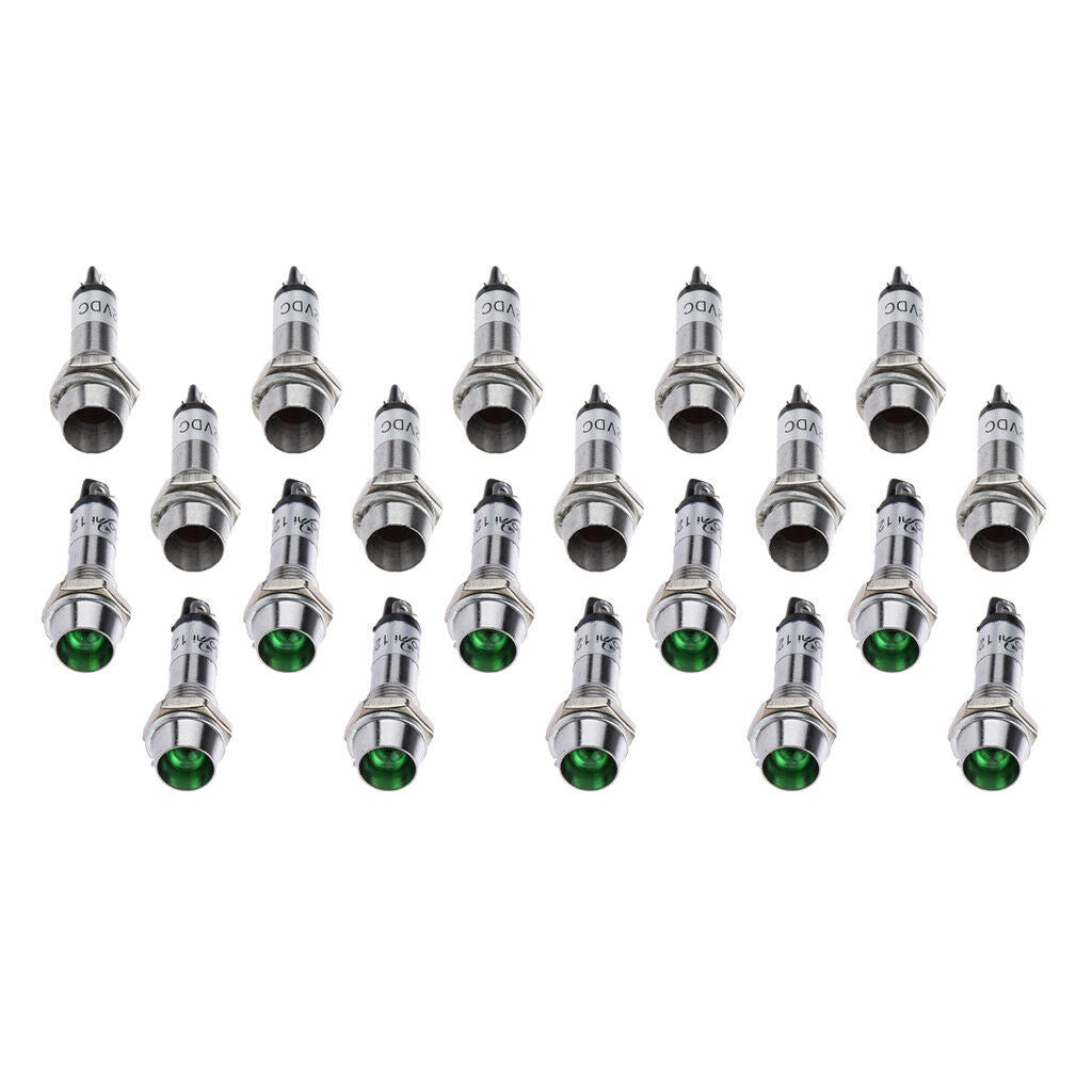 20 Pieces 12V DC 8mm Power Indicator Signal Light XD8-1 Led Light  Green