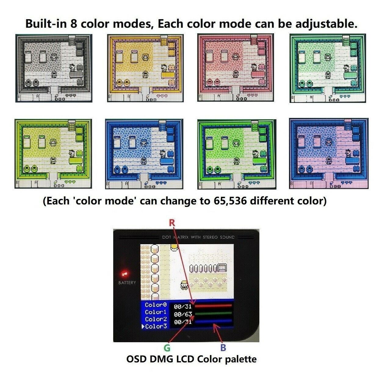 36 Colorful v5 Full Size IPS Backlight LCD For Game Boy DMG GB DMG