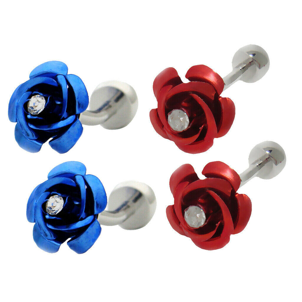 2 Pairs Retro Rose Flower Cufflinks Men Shirt Business Wedding Party Gifts