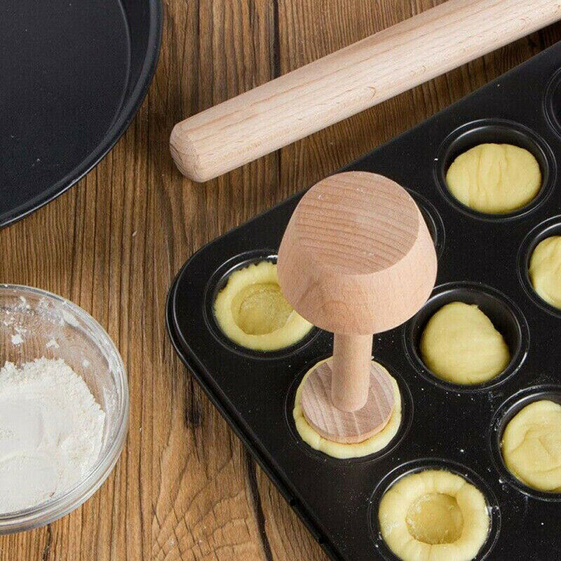 Egg Tart-Tamper Eggtart Mold Double Side Wooden Pastry Pusher DIY Baking .l8