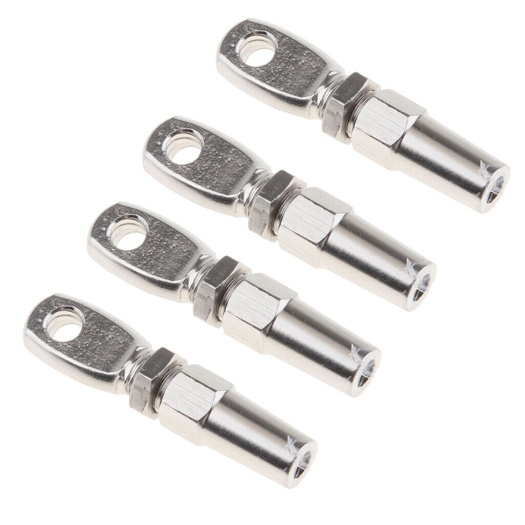 Set of 4 3mm Stainless Steel Eye Terminal End Fittings