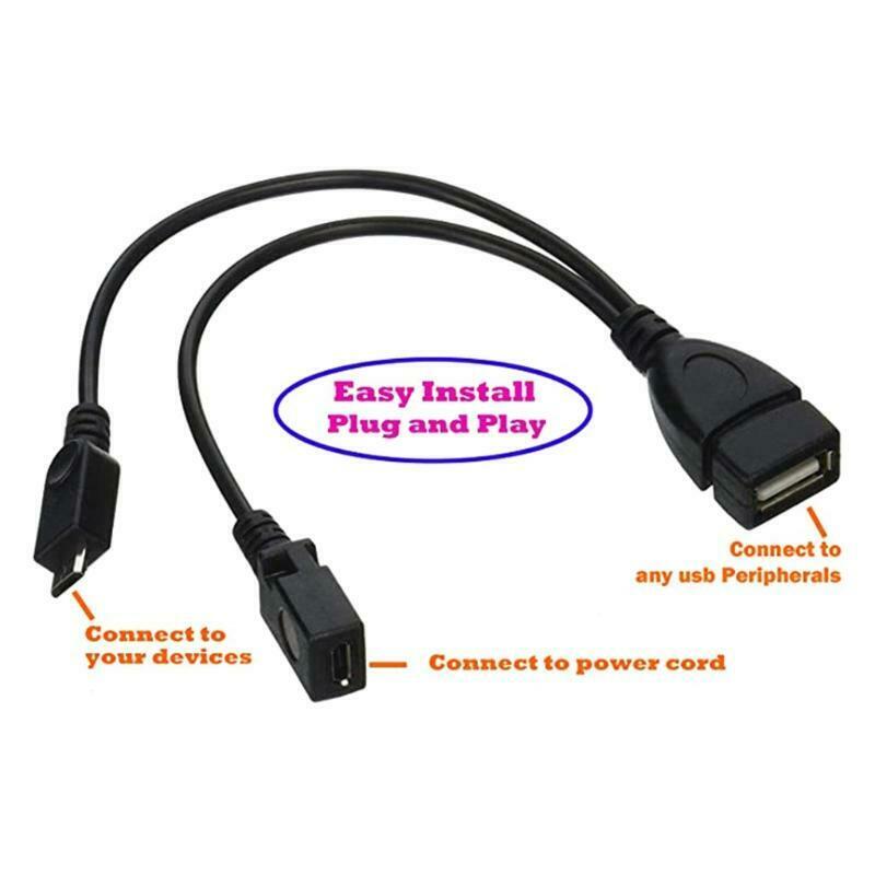 2-in-1 Micro USB to USB Adapter (OTG Cable + Power Cable) - 2 Pack / 20cm