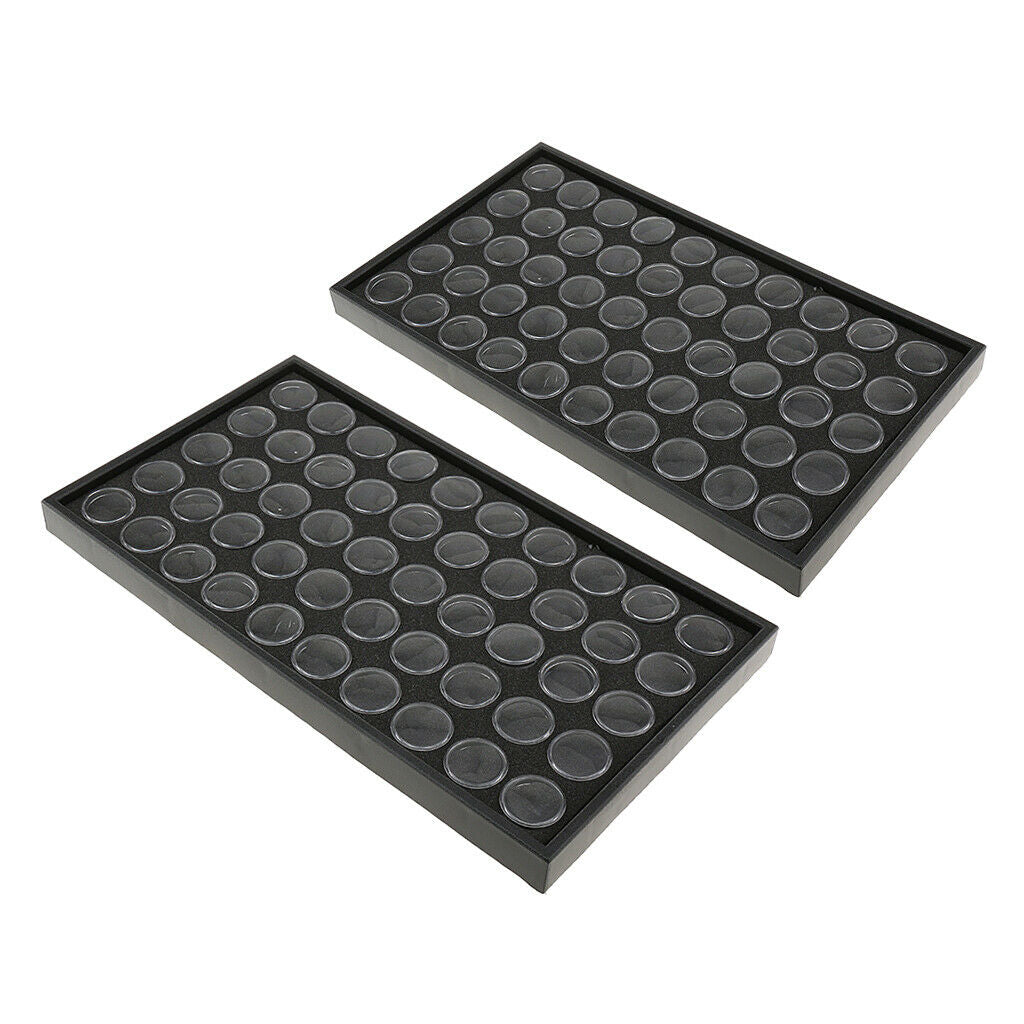 2 Pieces 50 Grids Nail Glitters Rhinestones Organizer Trinket Beads Holder Box