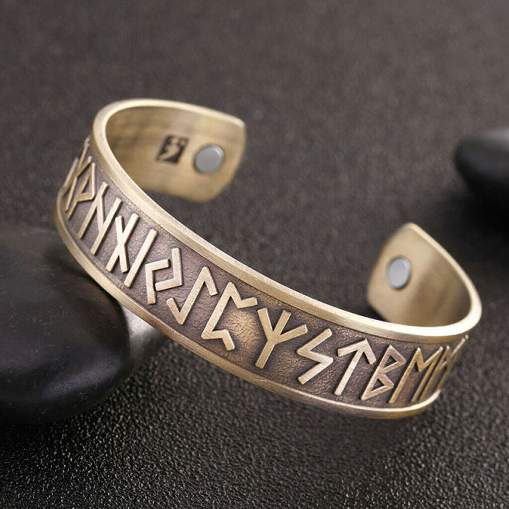 2pcs Alloy Nordic Viking Scandinavian 24 Runes Bangle Amulet for Men Women