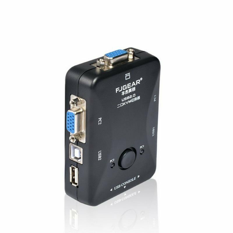 New 2-Port USB 2.0 KVM Switch Mouse/Keyboard/VGA Video Monitor 200MHz 1920x1BDA