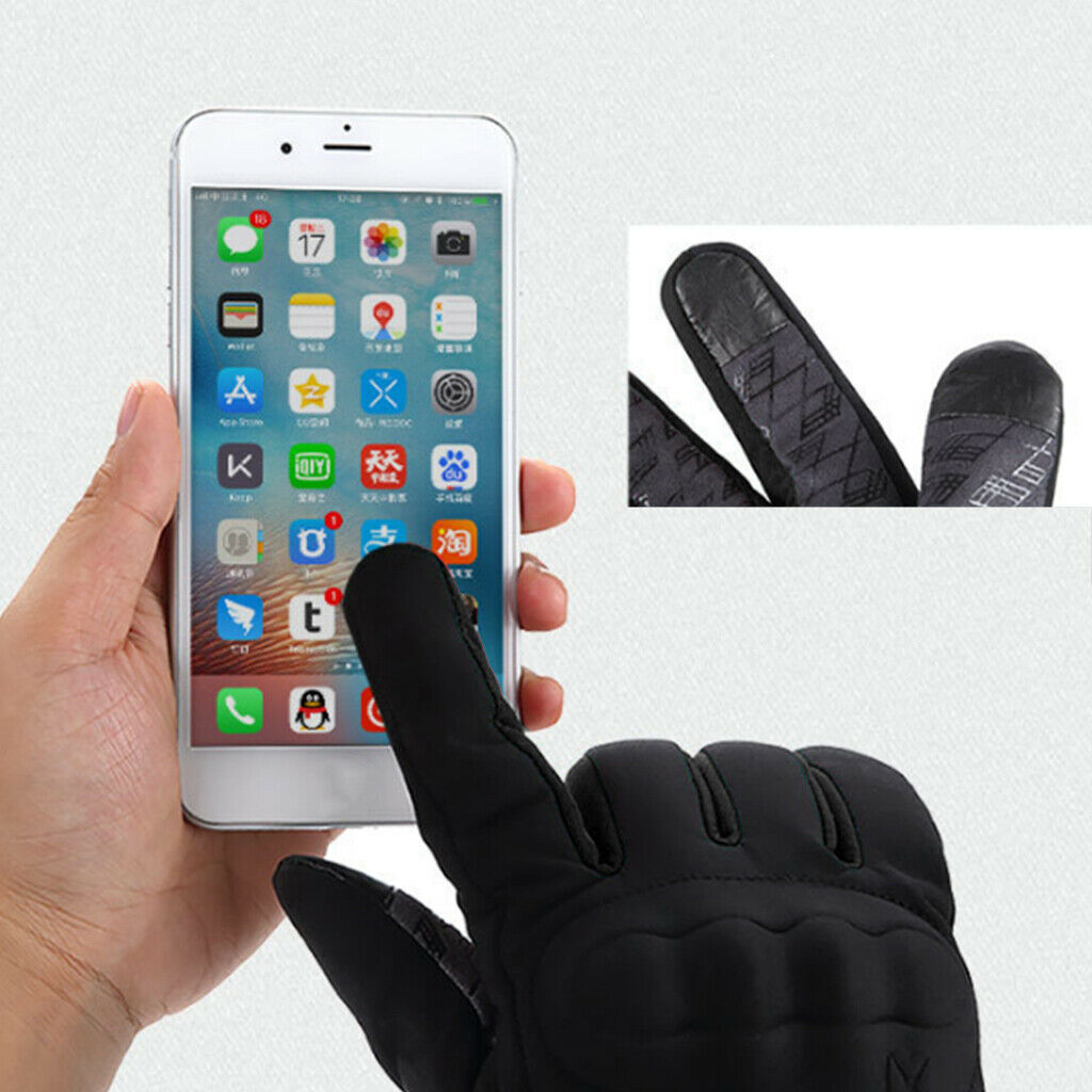 1 Pair Black Motorcycle Cycling Racing Full Finger Screen Touch Gloves L