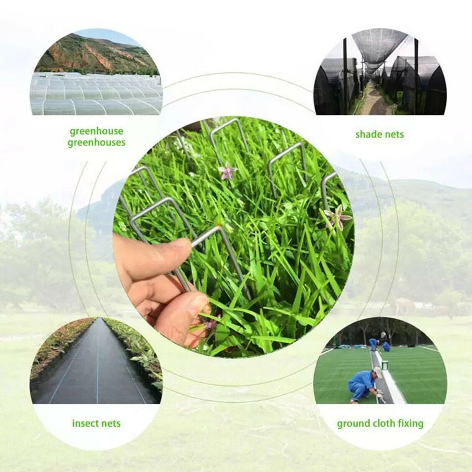 50pcs Galvanised Rust-Free Landscape Staples SOD Staples Anchor Fabric Pins