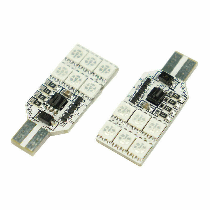 2x RGB 16 Color Remote Control T10 168 194 LED Map Dome Interior light car bulb