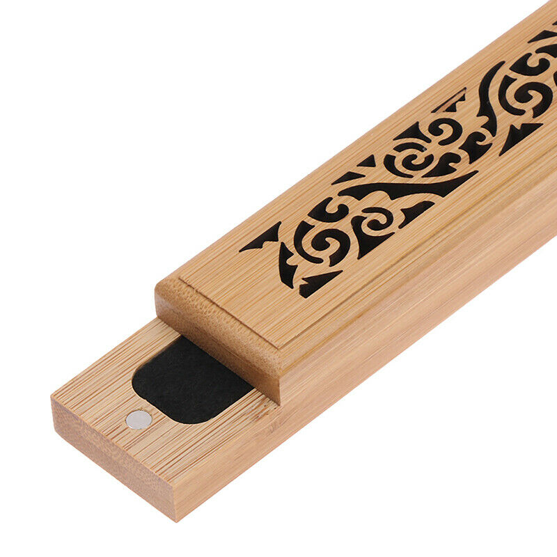 1Pc Bamboo Wood Incense Stick Holder Burning Joss Insence Box Burner Ash .l8