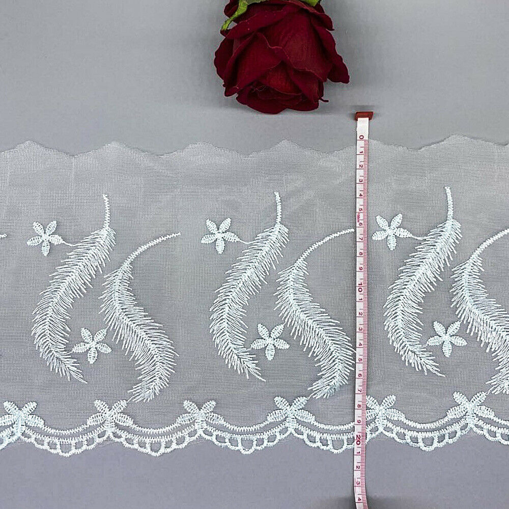 2 Yards Embroidered Lace Trim Feather Fringe Clothing Wedding Dress Sewing DIY