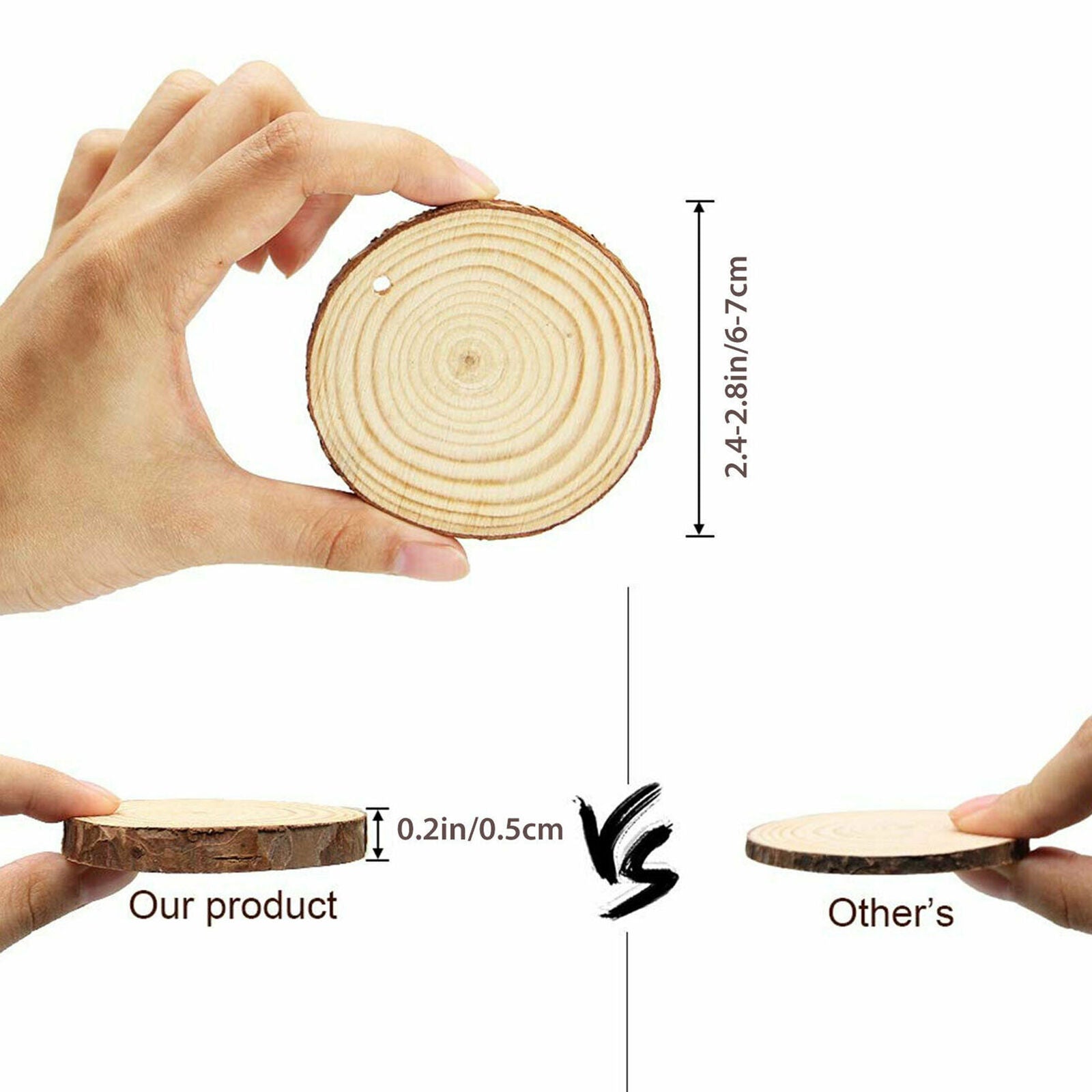 Natural Wood Slices Round Disc Tree Bark Log Wooden Circles for DIY Craft