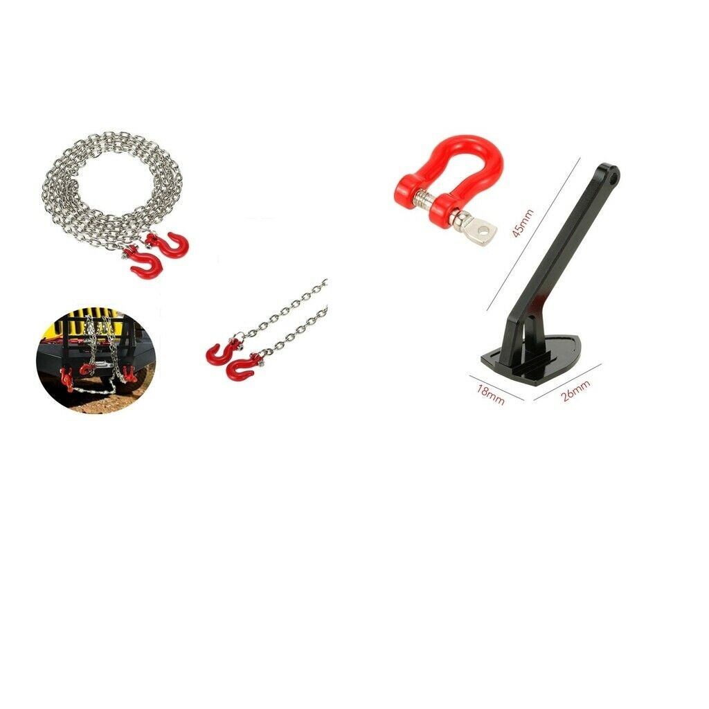 RC Winch Anchor w/ 2pcs Tow Chain for 1/10 TRX4 RC Rock Crawler Accessory