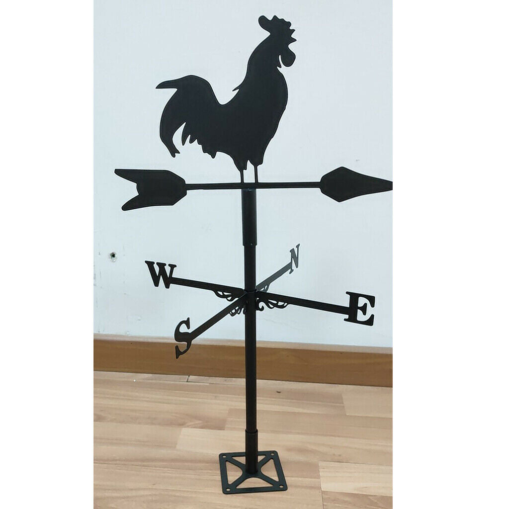 Metal Rooster Weathervane Wind Direction Indicator Farm Scene Barn Decor