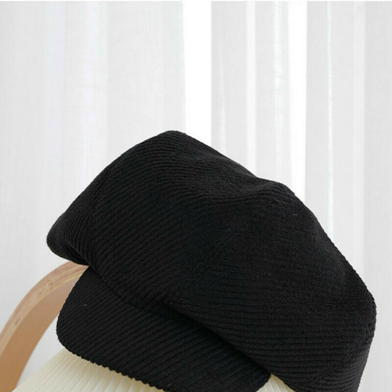Lady Girl Hat Cap Beret Cotton Newsboy Gatsby Flat Oversized Gothic Casual Black