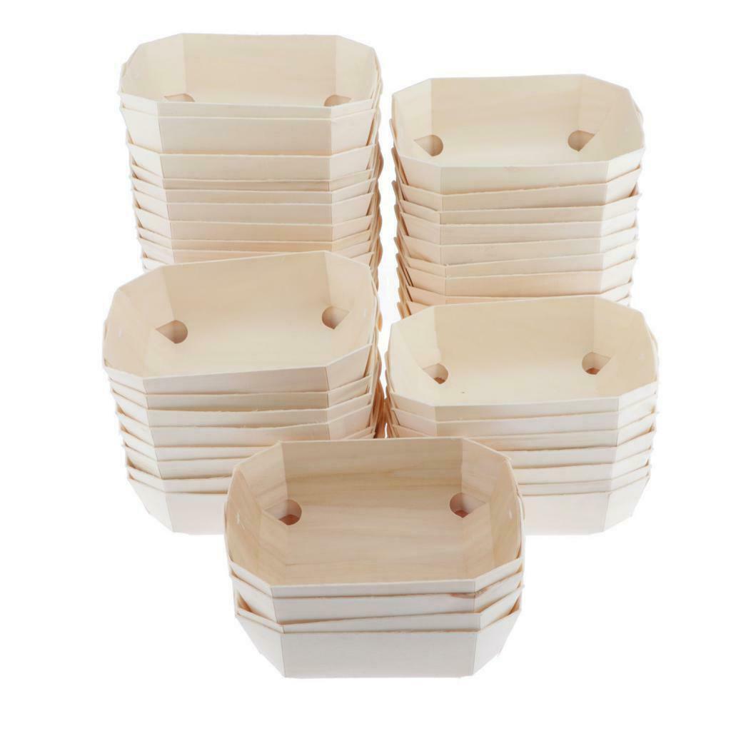 50 Pieces Disposable Wooden Bakery Boxes for Party Serving Foods