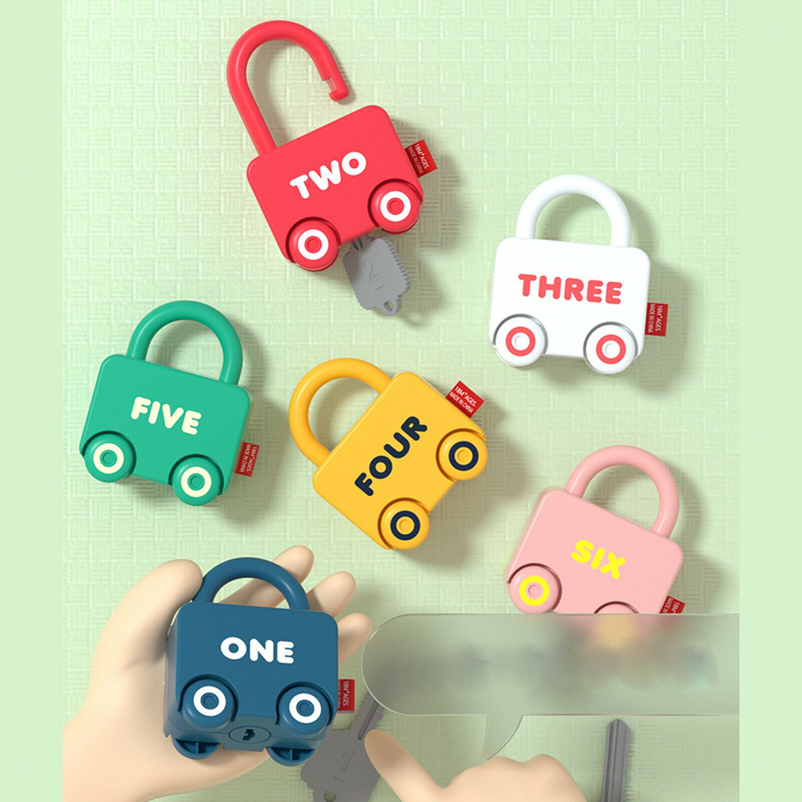 Cartoon Bus Unlocking Paired Toys Digital Car Locks Keys Matching Gadgets