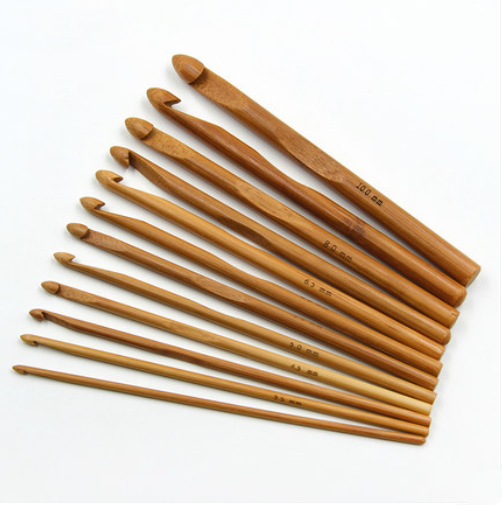 12pcs Durable Bamboo Needles Crochet Hooks Weave Knitting Knit Needles Set Tools