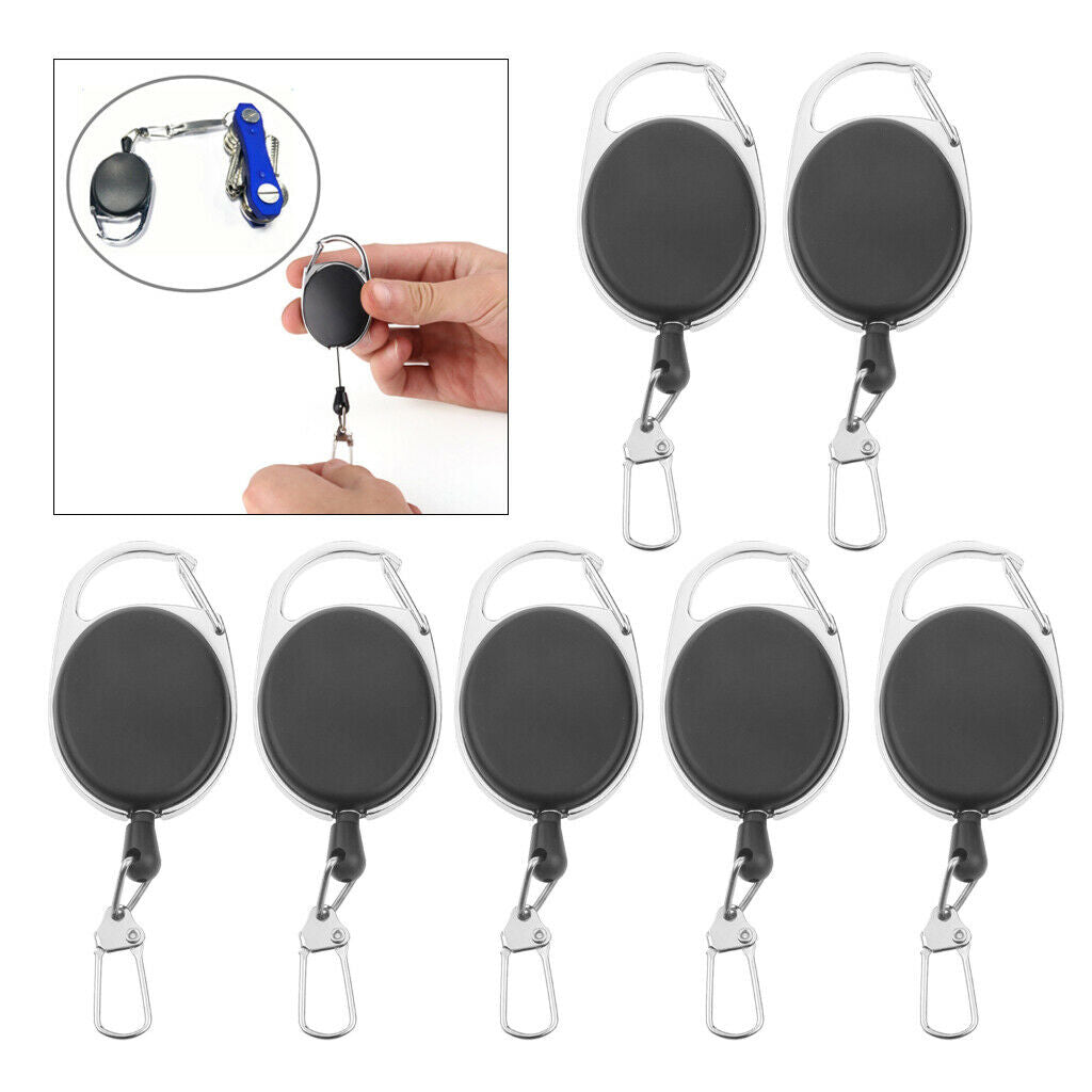 7x Creative Black Retractable Key Retractor Clip Pull ABS Plastic Fashion