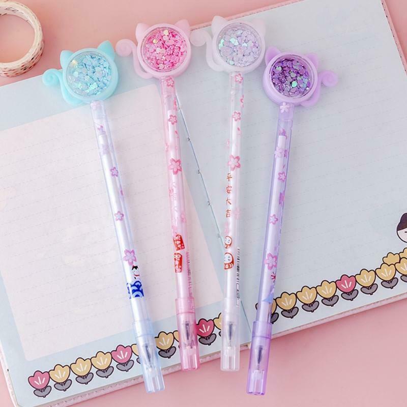 4 pcs Cartoon Black Gel Pen Refillable Smooth Writing Gel Pen for Gift Giveaway
