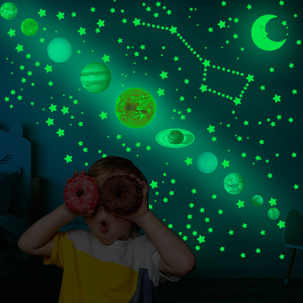 525PCS Wall Glowing Stickers Glow in The Dark Stars Solar System Planets Ceiling