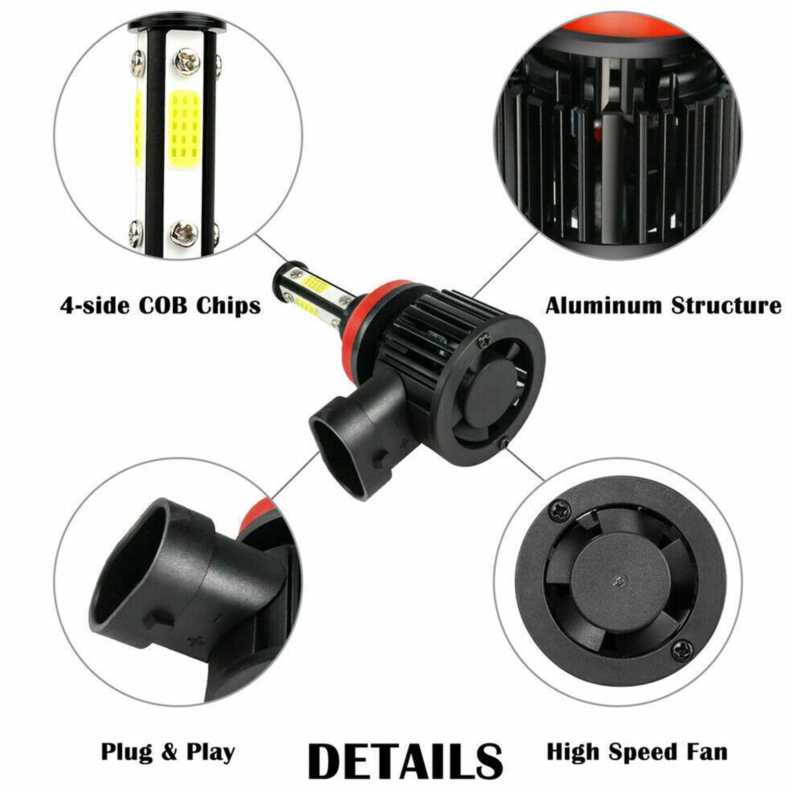 H11 LED Headlight Super Bright Bulbs Kit 330000LM HIGH/LOW Beam 6000K