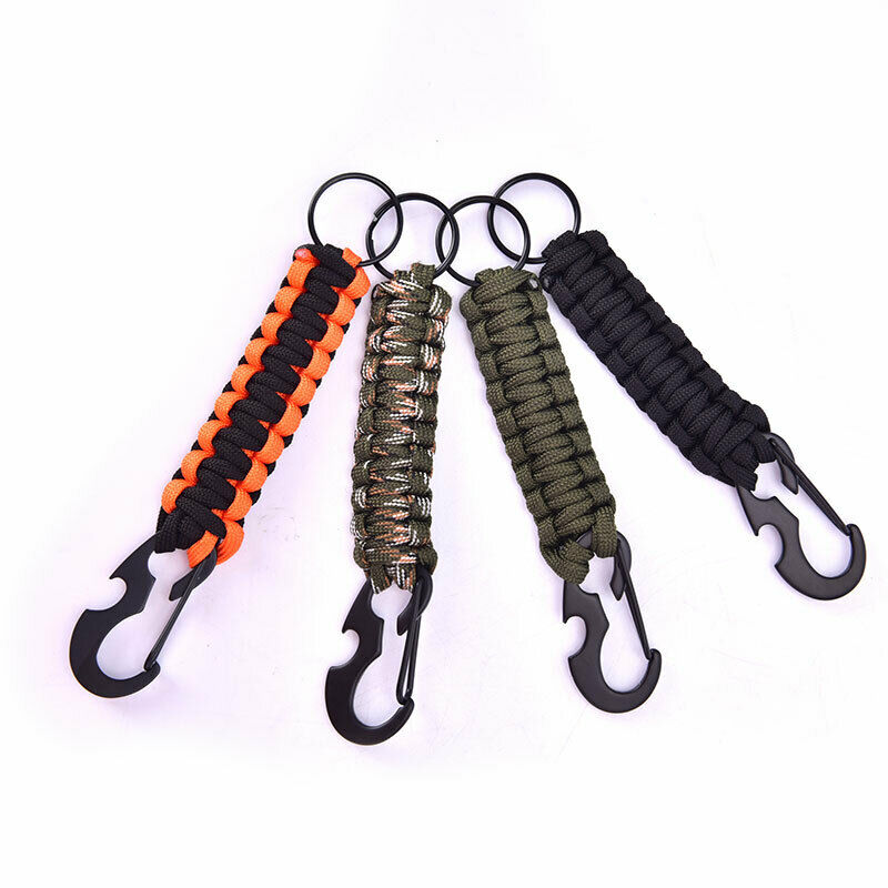 Outdoor Keychain Ring Camping Carabiner Paracord Cord Rope Camping Open.l8