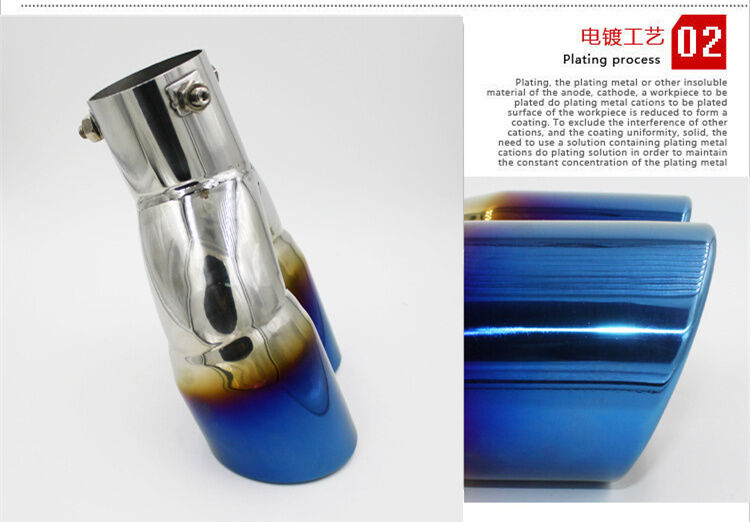 Universal Stainless Steel Chrome Exhaust Muffler Tip 63mm Inlet Car Rear Neo