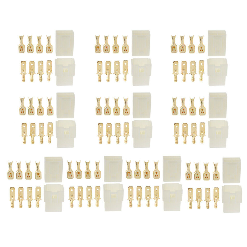 20 Kits Female and Male Connector Plug 2 4 Way Electrical Universal 6.3mm