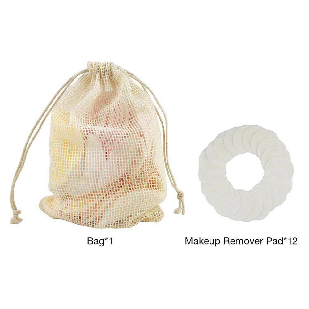 12PCS Reusable Facial Cleansing Pad Bamboo Cotton Makeup Remover Pads Face Wipes