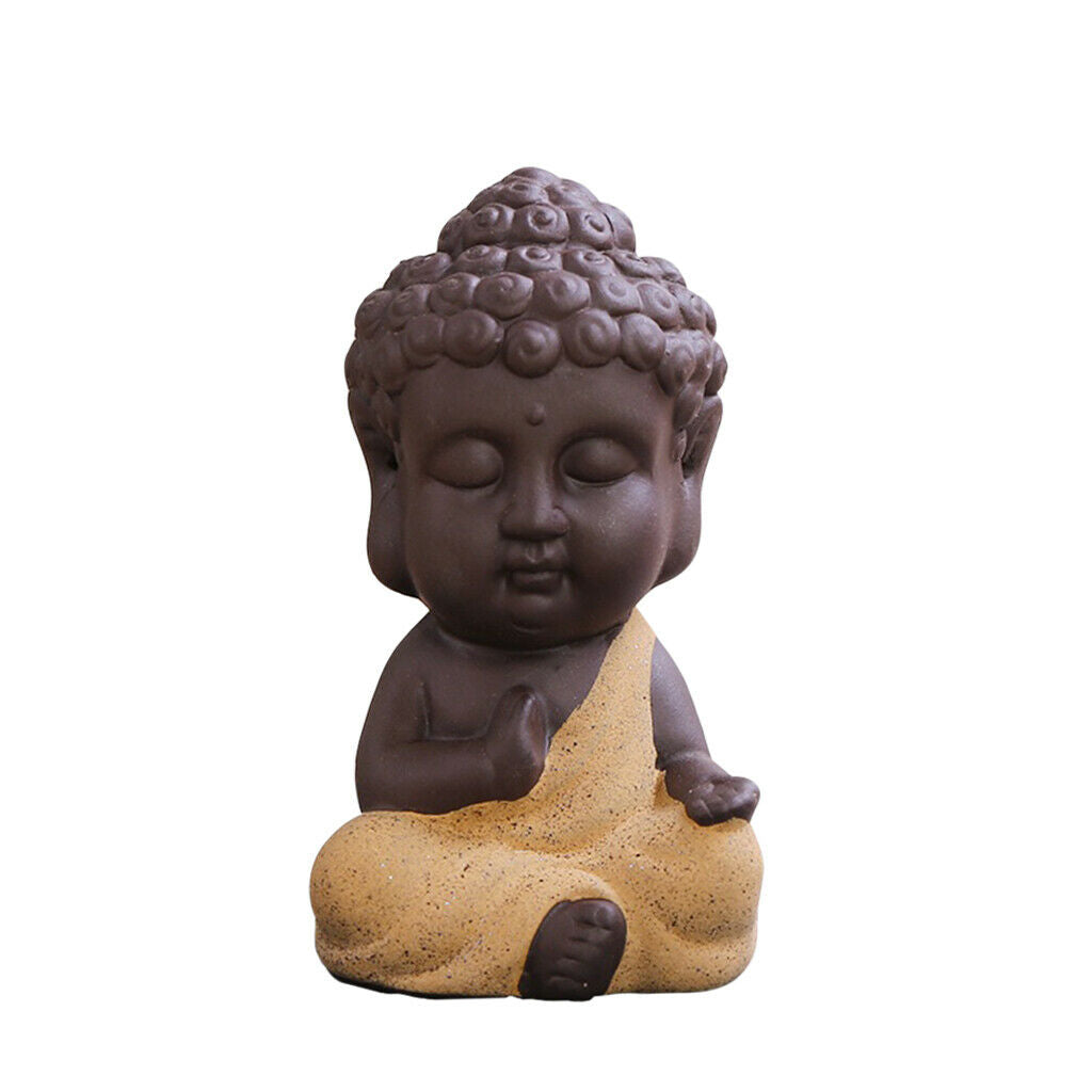 6 Piece Monk Buddha Ceramic Statue Tea Tray Craft
