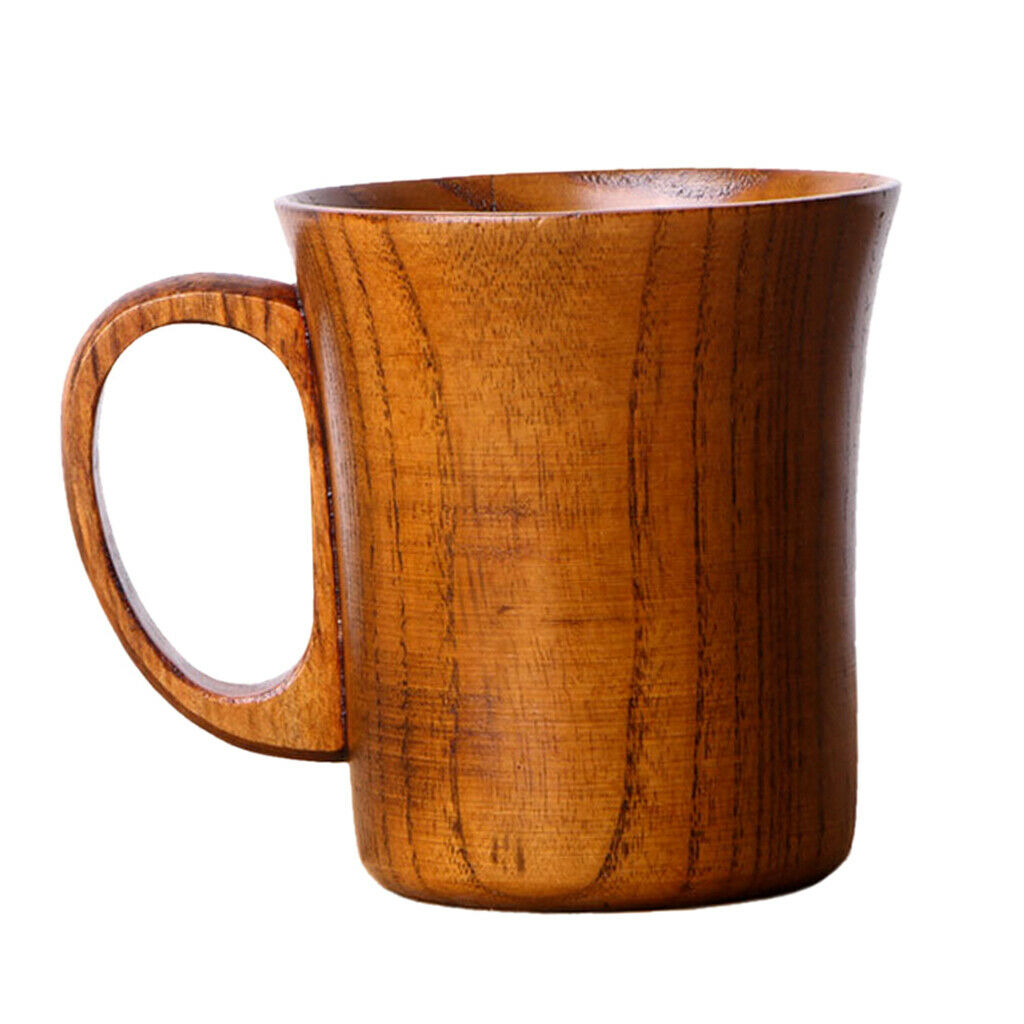 2 x Wooden Mug Tea Cups Beer Tankard Christmas Party Coffee Mug Brown Set