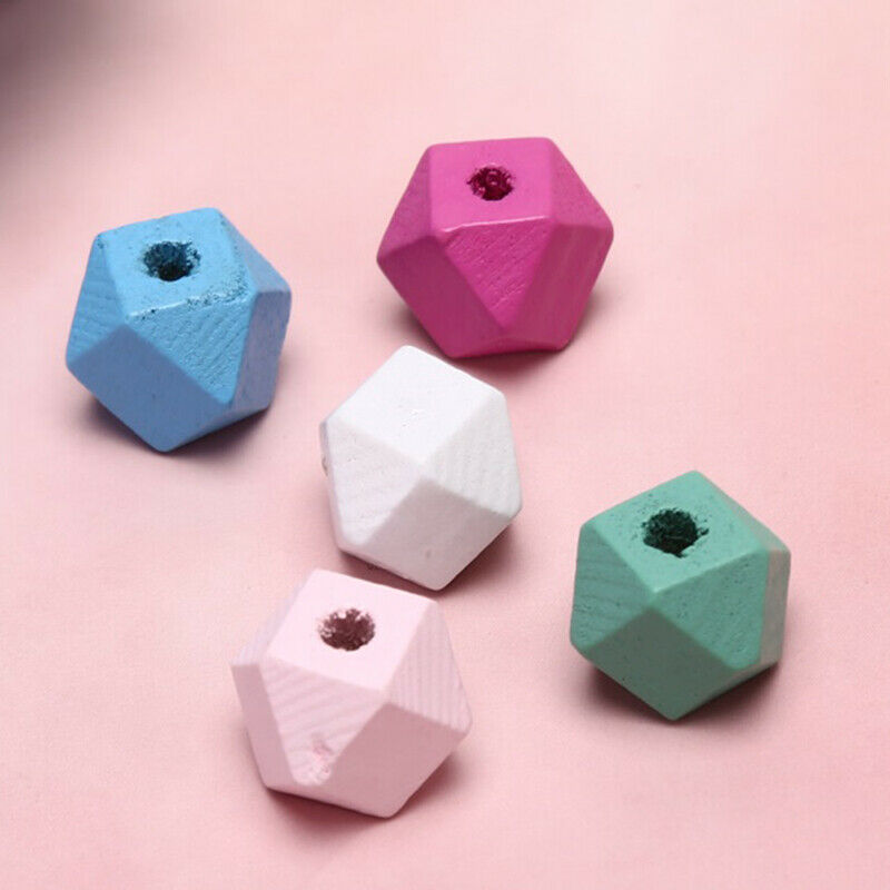 30Pcs/Set Wood Colorful Cone Geometric Loose Spacer Beads DIY Making Jewe.l8