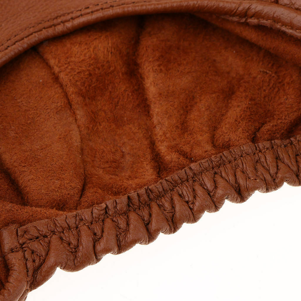 Retro PU Leather Men Fingerless Driving - Brown Button, L