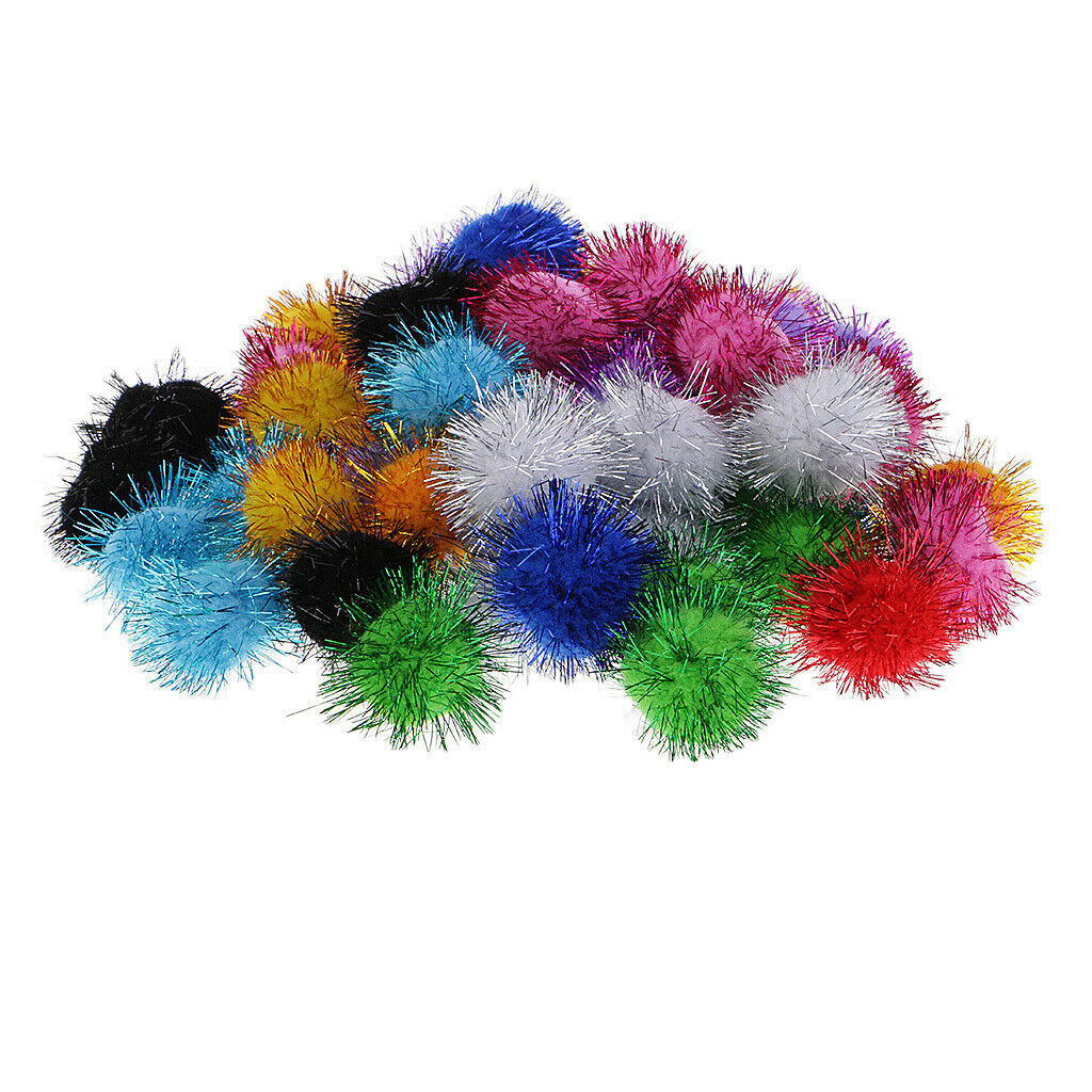 50Pack Iridescent Glitter POM POM BALLS Sparkly Balls Puff DIY Decor Toys 3.5cm