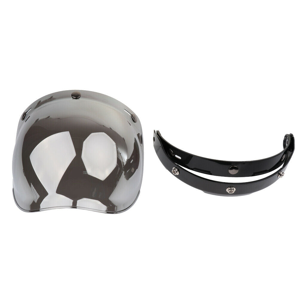 3-Snap Bubble Visor Helmet Windshield Face Wind Shield Lens with Base