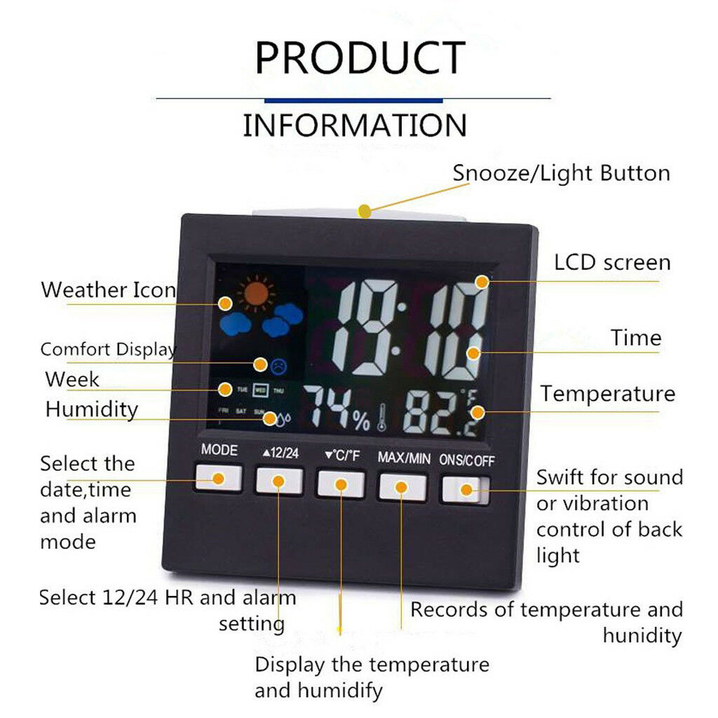 Temperature Humidity Meter Thermometer Hygrometer Voice Control Backlight