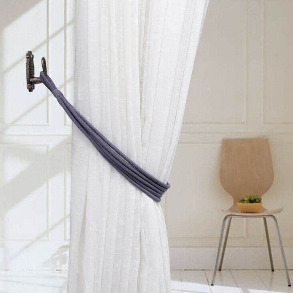 2pcs Simple Rope Tiebacks Holdbacks for Tulle Curtain Voile Drapes Dark Gray