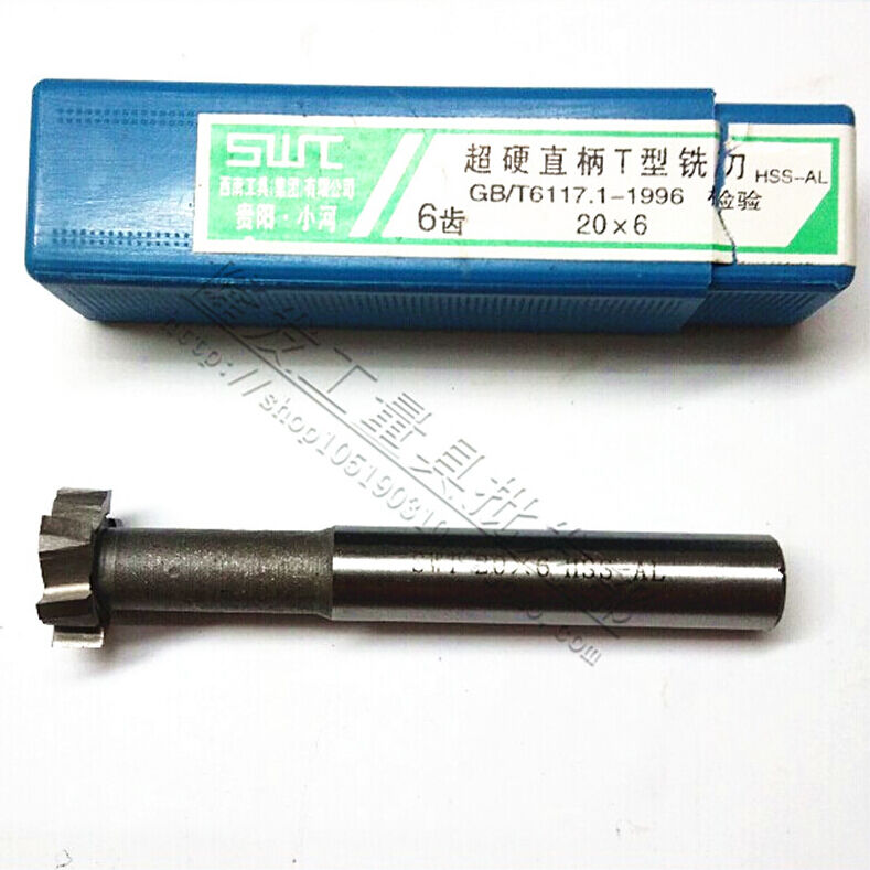 Straight Shank Hardness 20mm Cutting Dia 6 Flutes T Style Slot Milling Cutter