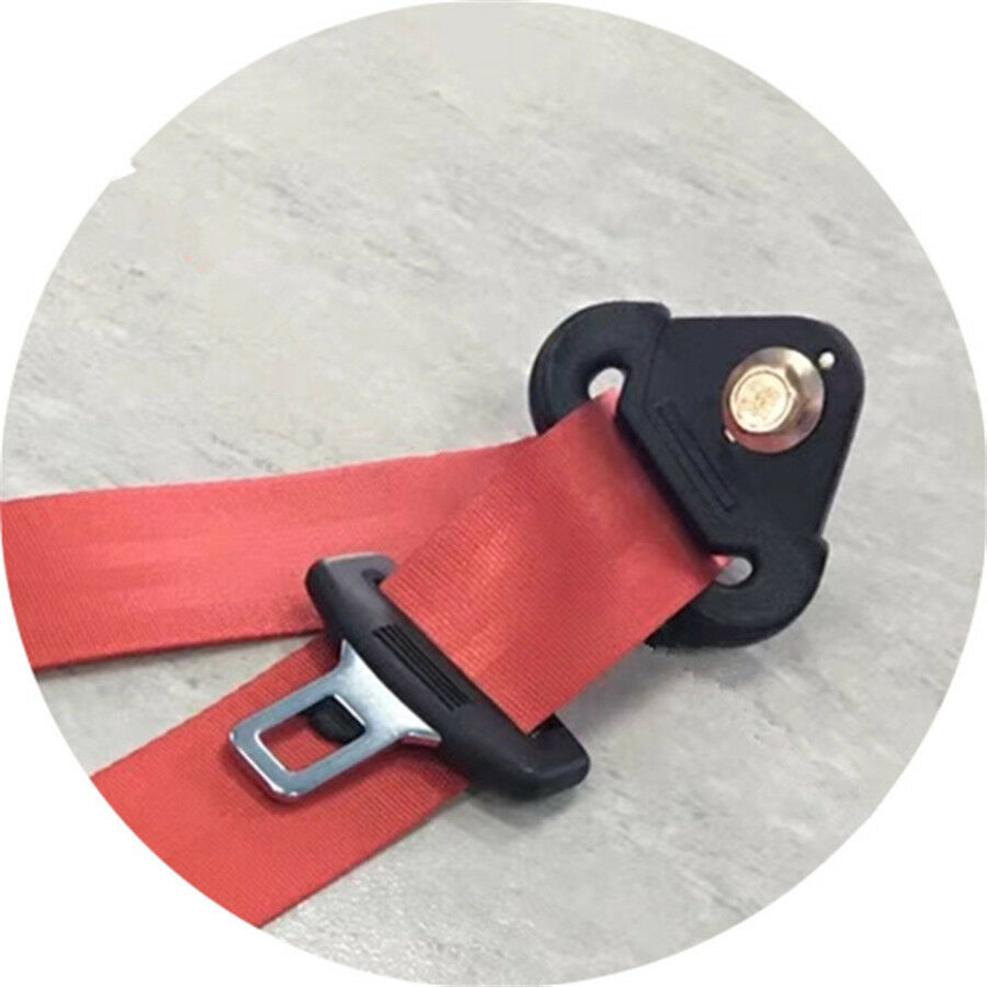 Car Seat Belt Lap 3 Point Retractable Adjustable Safety Seat Belt Universal -Red