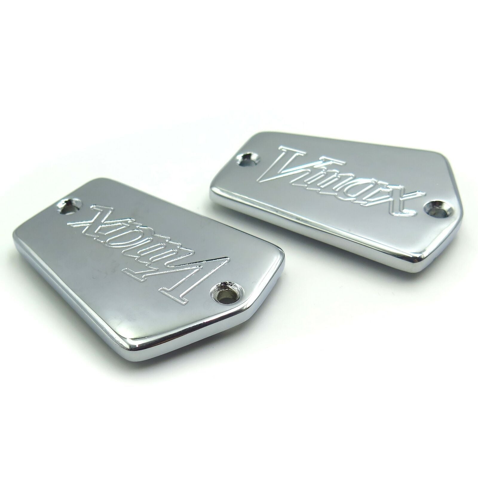 For Yamaha VMAX Billet CNC Reservoir Cap Set in Chrome Brake Fluid and Clutch