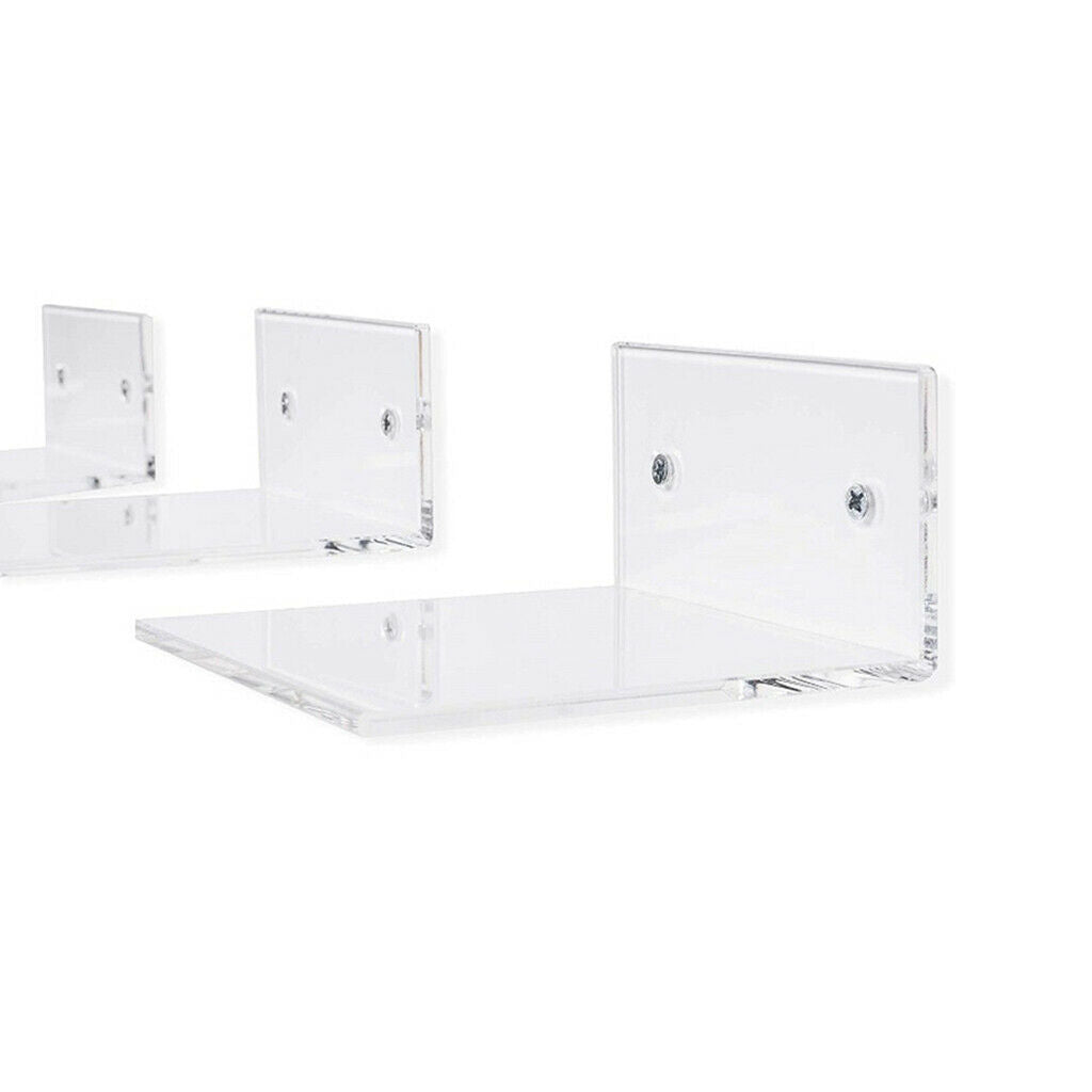 Set of 2 Kitchen Small Clear Floating Wall Shelves Display Ledge Organizer