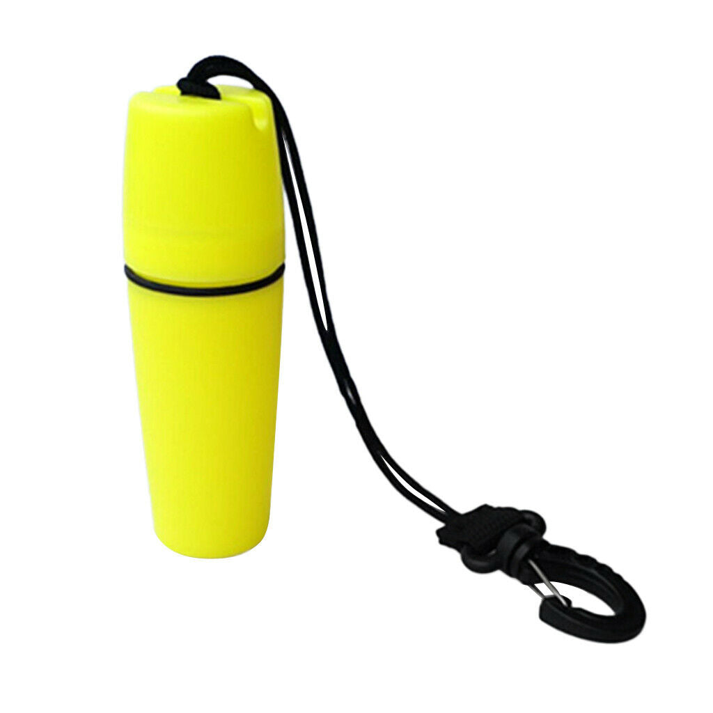 Waterproof container bottle with capsule shape and hook for diving surfing