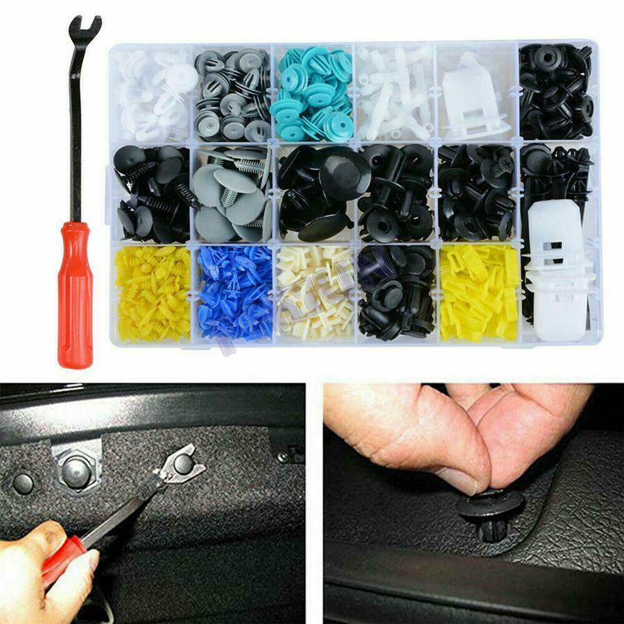 Car Truck Door Bumper Panel Fender Push Rivet Fastener Clips w/ Remove Tool Kit