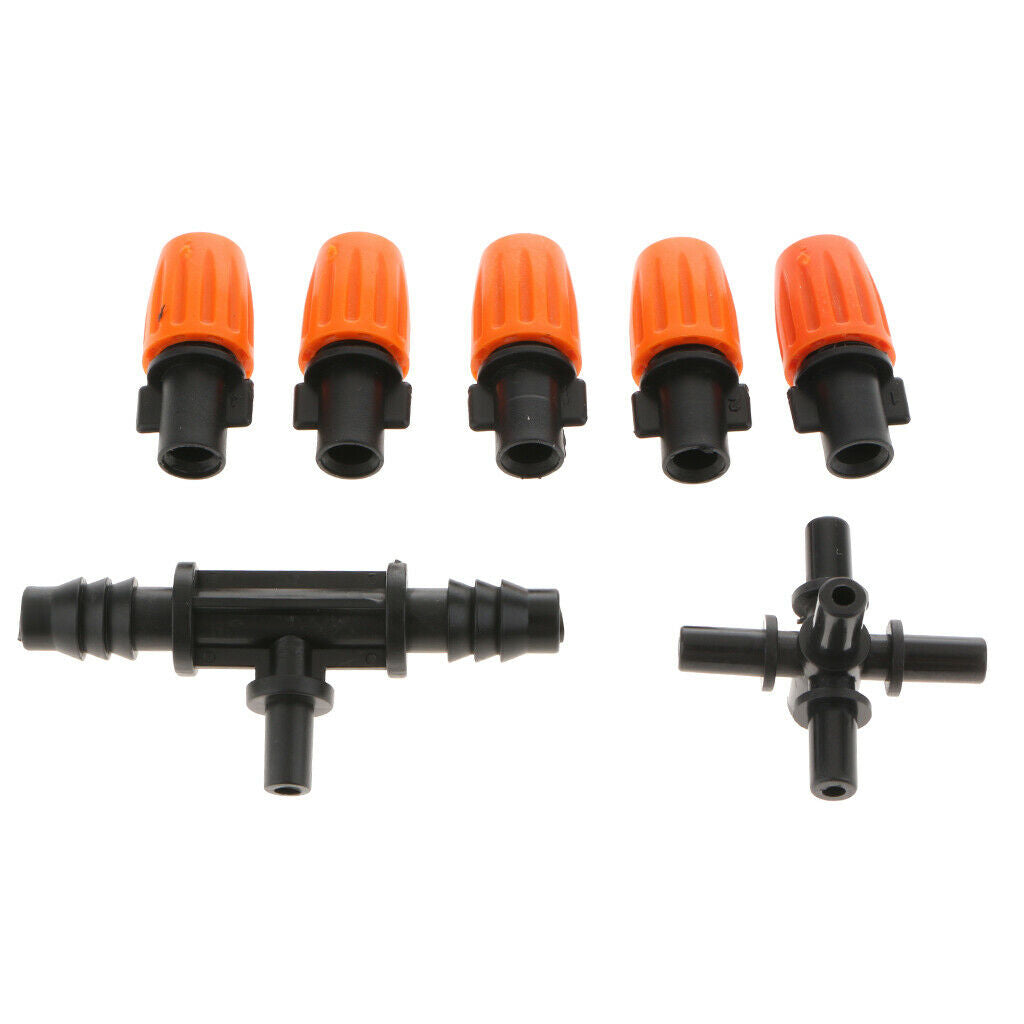 3x Five Outlet Atomizing Orange Nozzle +8/11 Flat Mouth Tee Adjustable Fog Mist