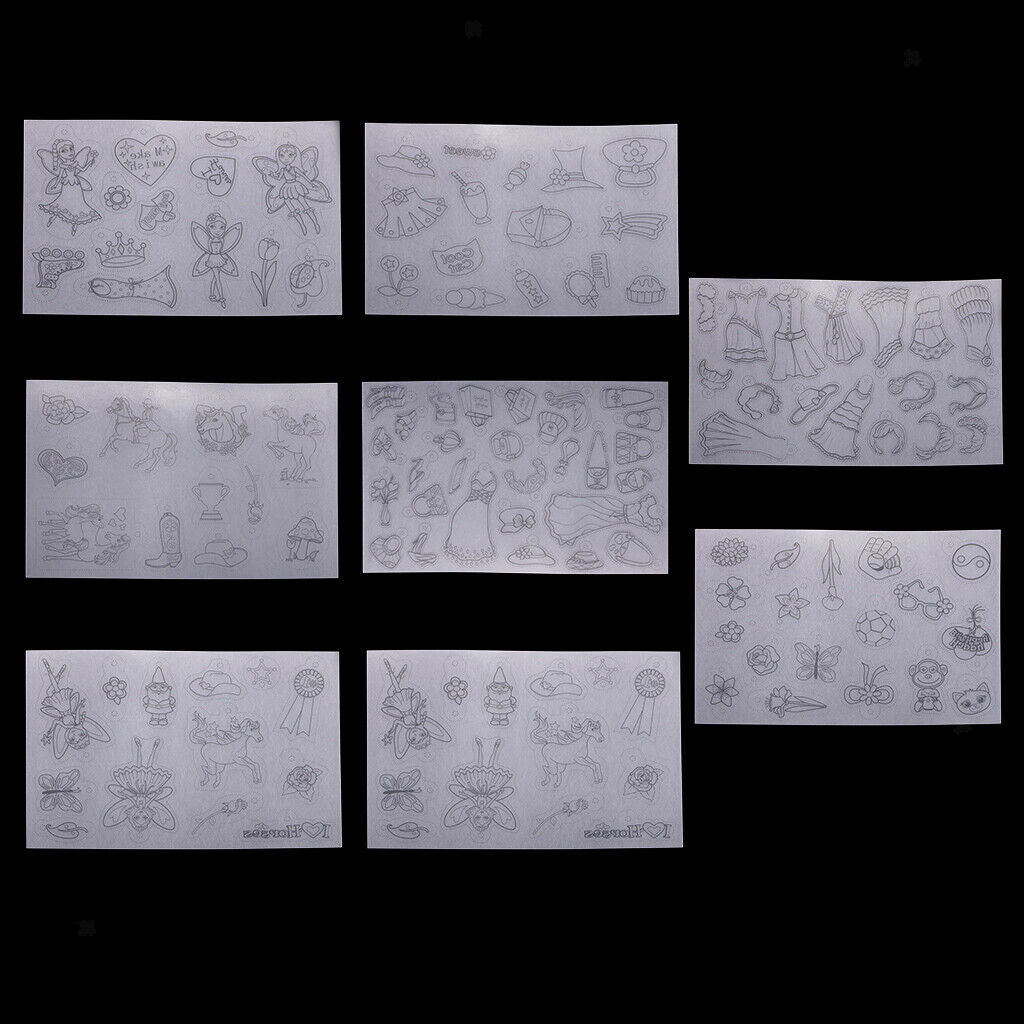 8Pcs Multi Patterns Designs Shrink Film Art Paper Shrinkable Plastic Sheets